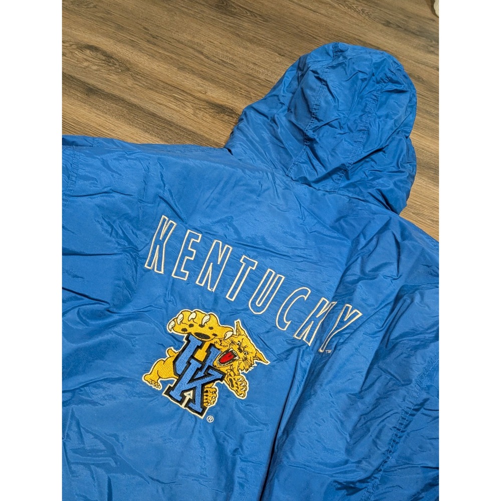 Vintage Logo 7 Kentucky Wildcats Jacket XL Blue‎ Puffer Hooded Parka NCAA 90s